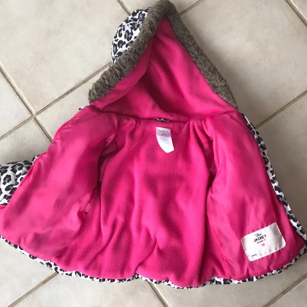 🎉HP🎉 Carter’s Leopard Print Coat Jacket Pink Lining